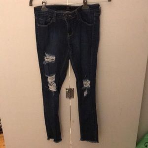 Just Black Distressed Dark Blue Denim Jeans